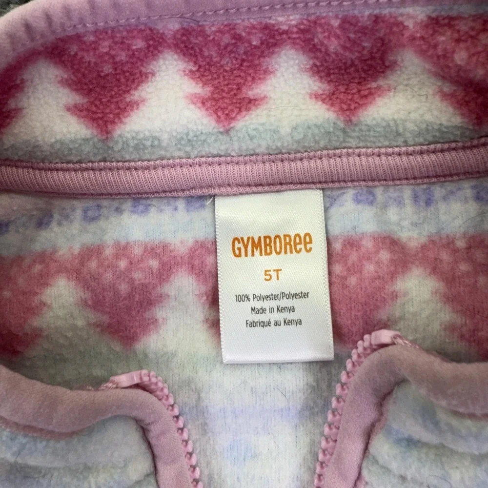 Gymboree Sweatshirt Girls 5T Multicolor Fair Isle Fleece 1/4 Zip Ruffle Winter